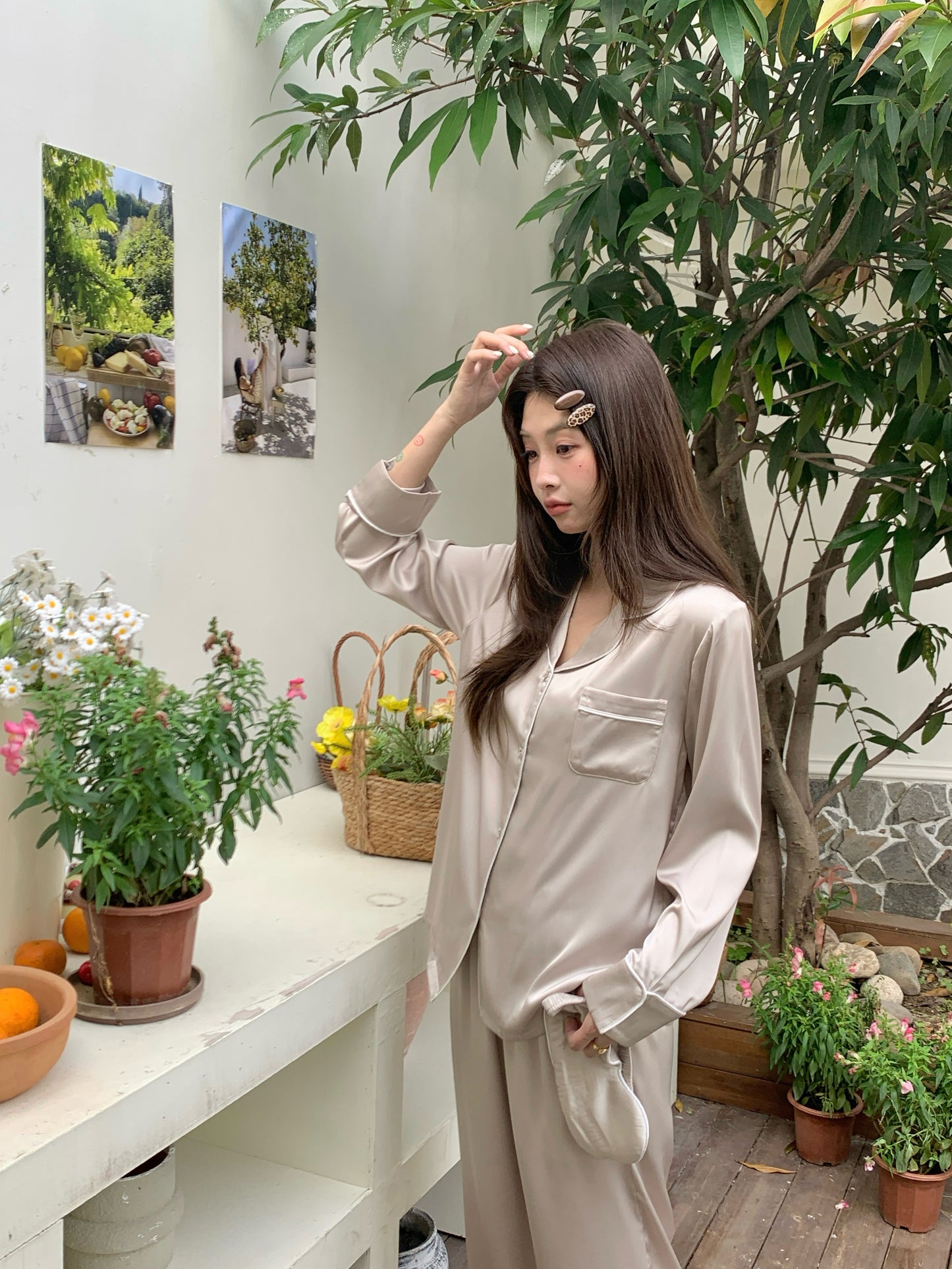 Blaire Collection : Long Sleeve with Long Pants (Beige)