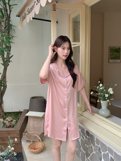 Hailey Collection : Sleep Dress Short Sleeve (Rose Pink)