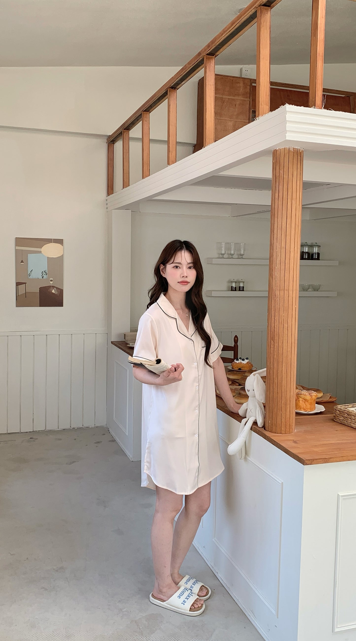 Hailey Collection : Sleep Dress Short Sleeve (Cream)