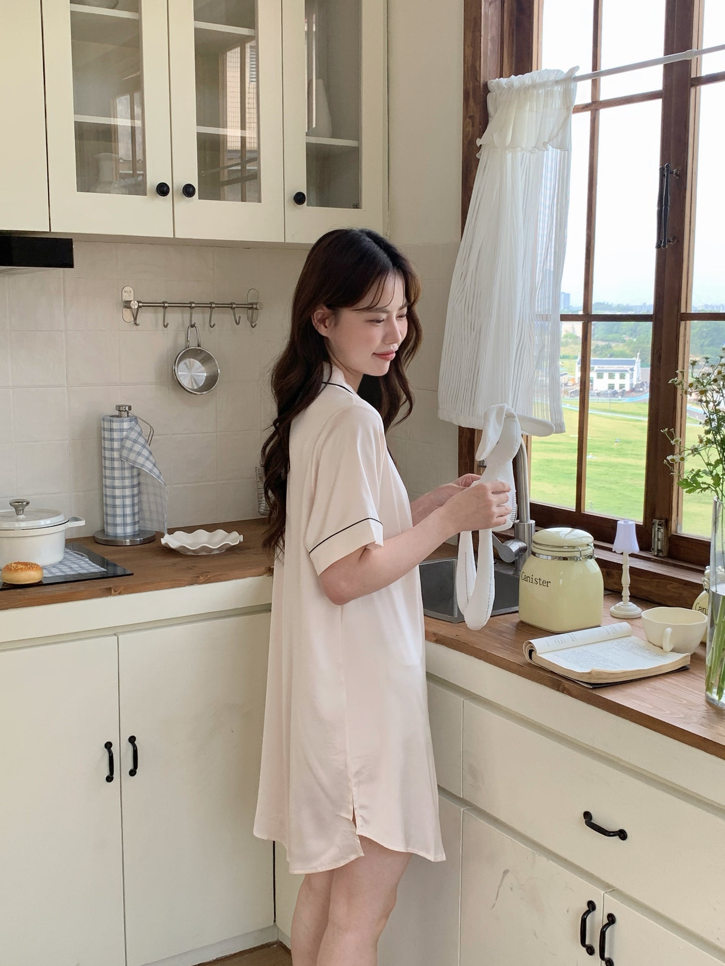 Hailey Collection : Sleep Dress Short Sleeve (Cream)