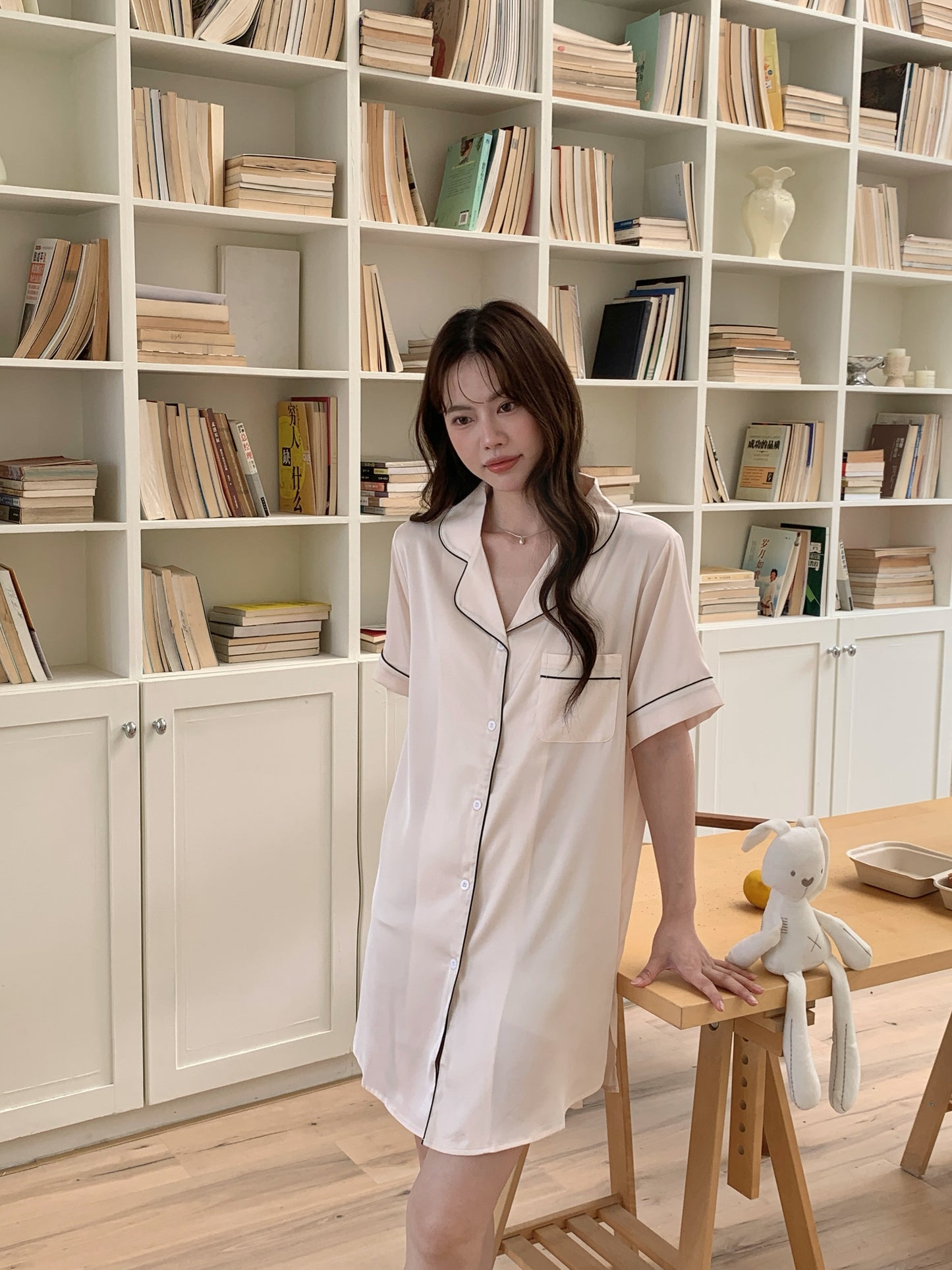 Hailey Collection : Sleep Dress Short Sleeve (Cream)