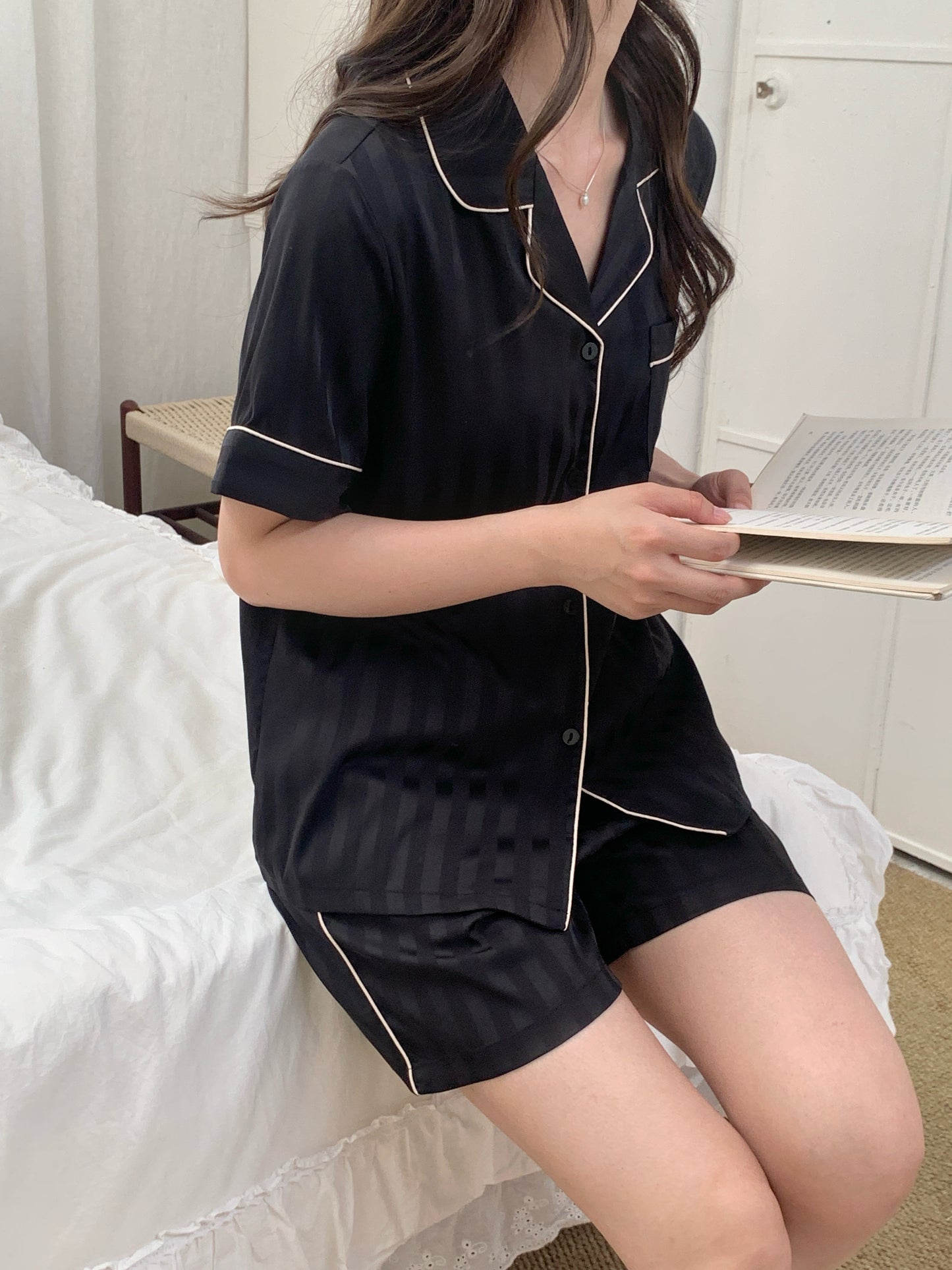 Abby系列 : 短袖+短褲 (藏青色)