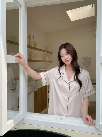 Hailey Collection : Sleep Dress Short Sleeve (Cream)