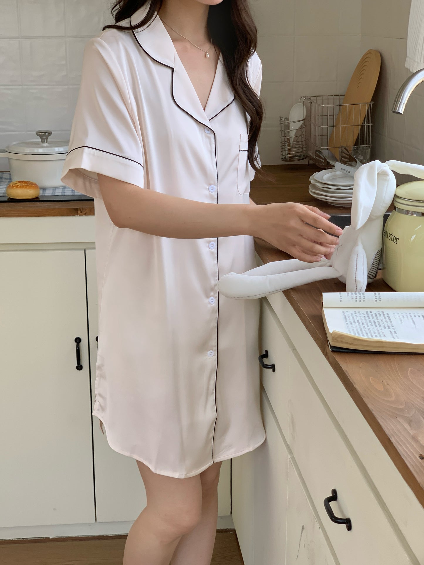 Hailey Collection : Sleep Dress Short Sleeve (Cream)
