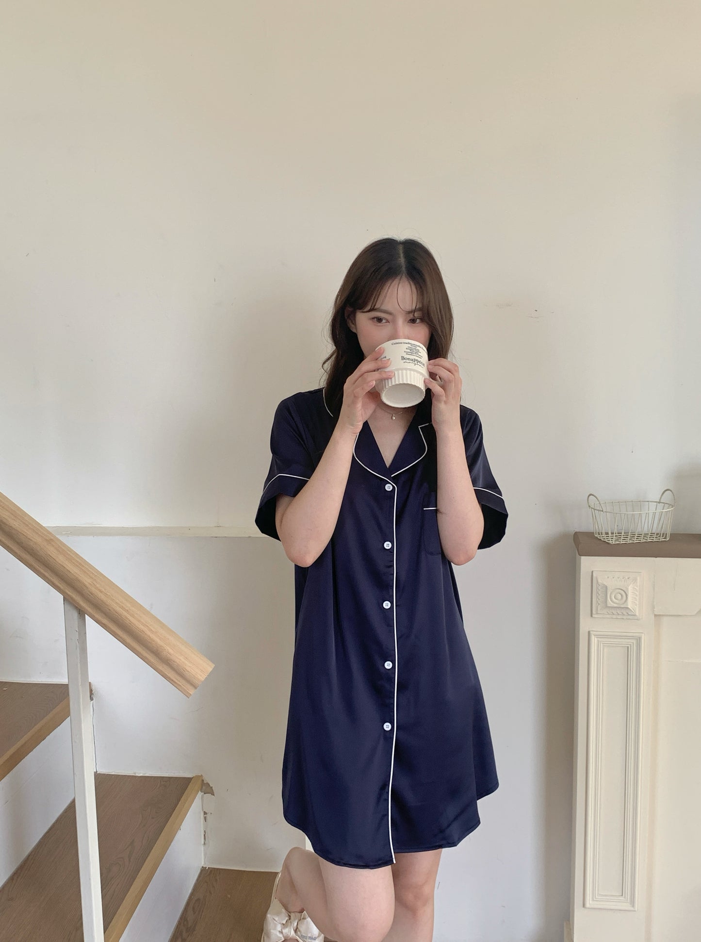 Hailey Collection : 短袖睡裙（海軍藍）