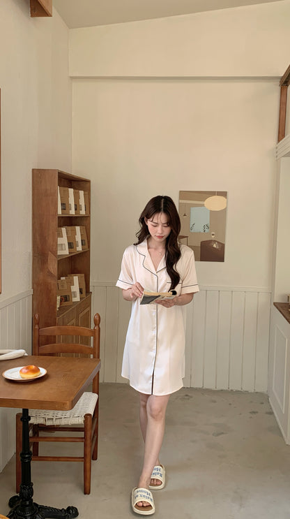 Hailey Collection : Sleep Dress Short Sleeve (Cream)
