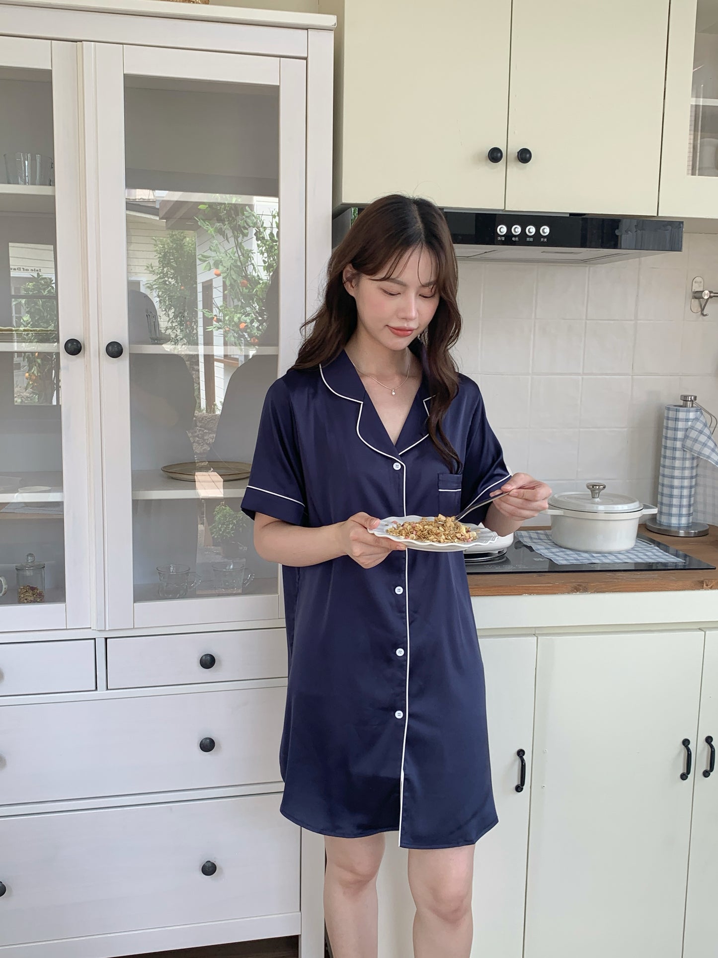 Hailey Collection : 短袖睡裙（海軍藍）