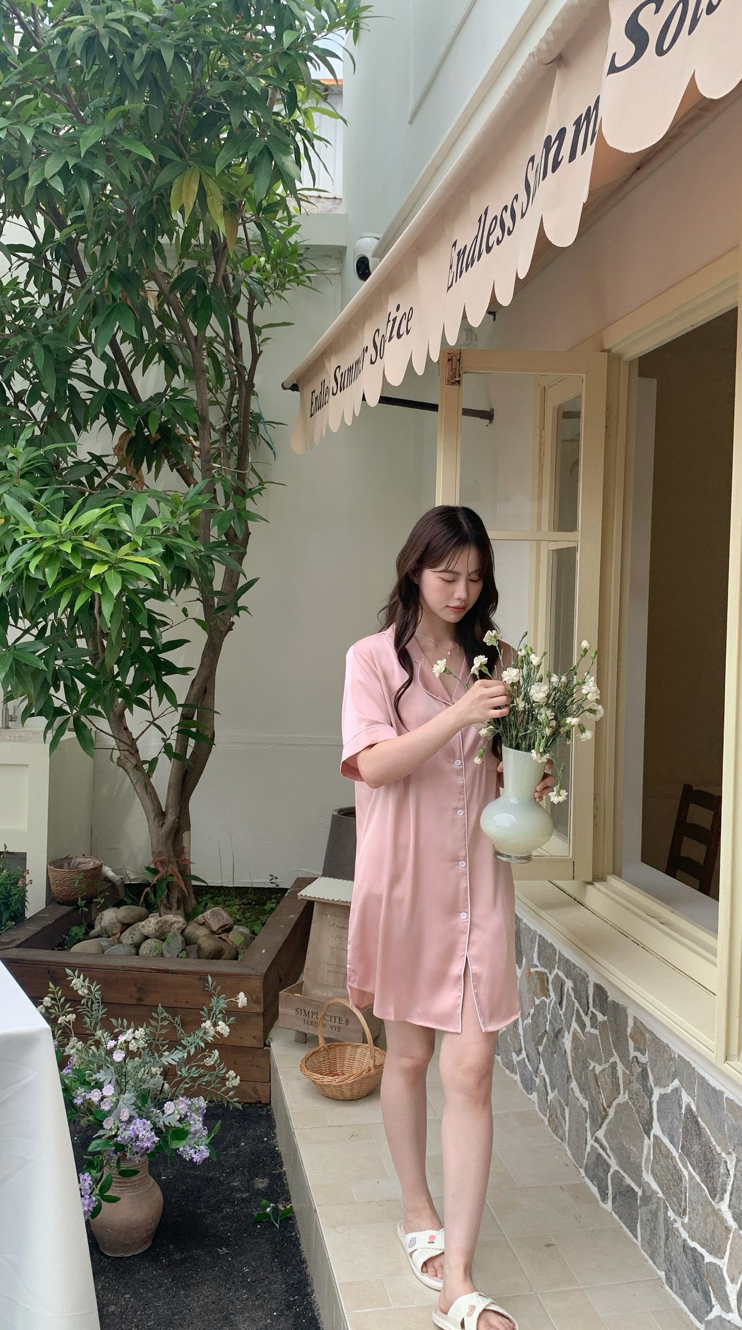 Hailey Collection : Sleep Dress Short Sleeve (Rose Pink)