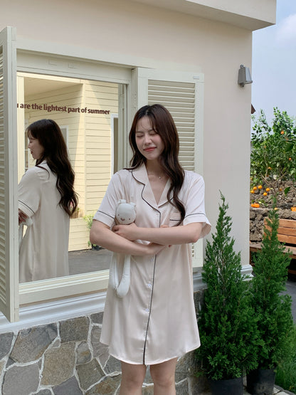 Hailey Collection : Sleep Dress Short Sleeve (Cream)