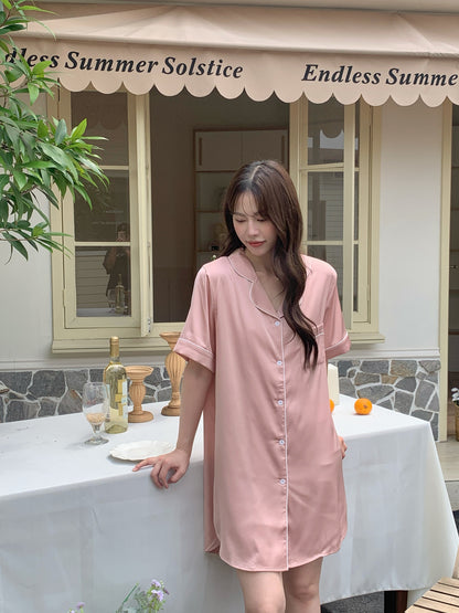 Hailey Collection : Sleep Dress Short Sleeve (Rose Pink)