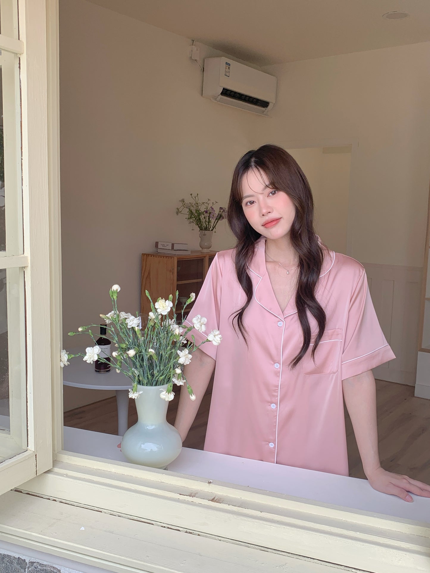 Hailey Collection : Sleep Dress Short Sleeve (Rose Pink)