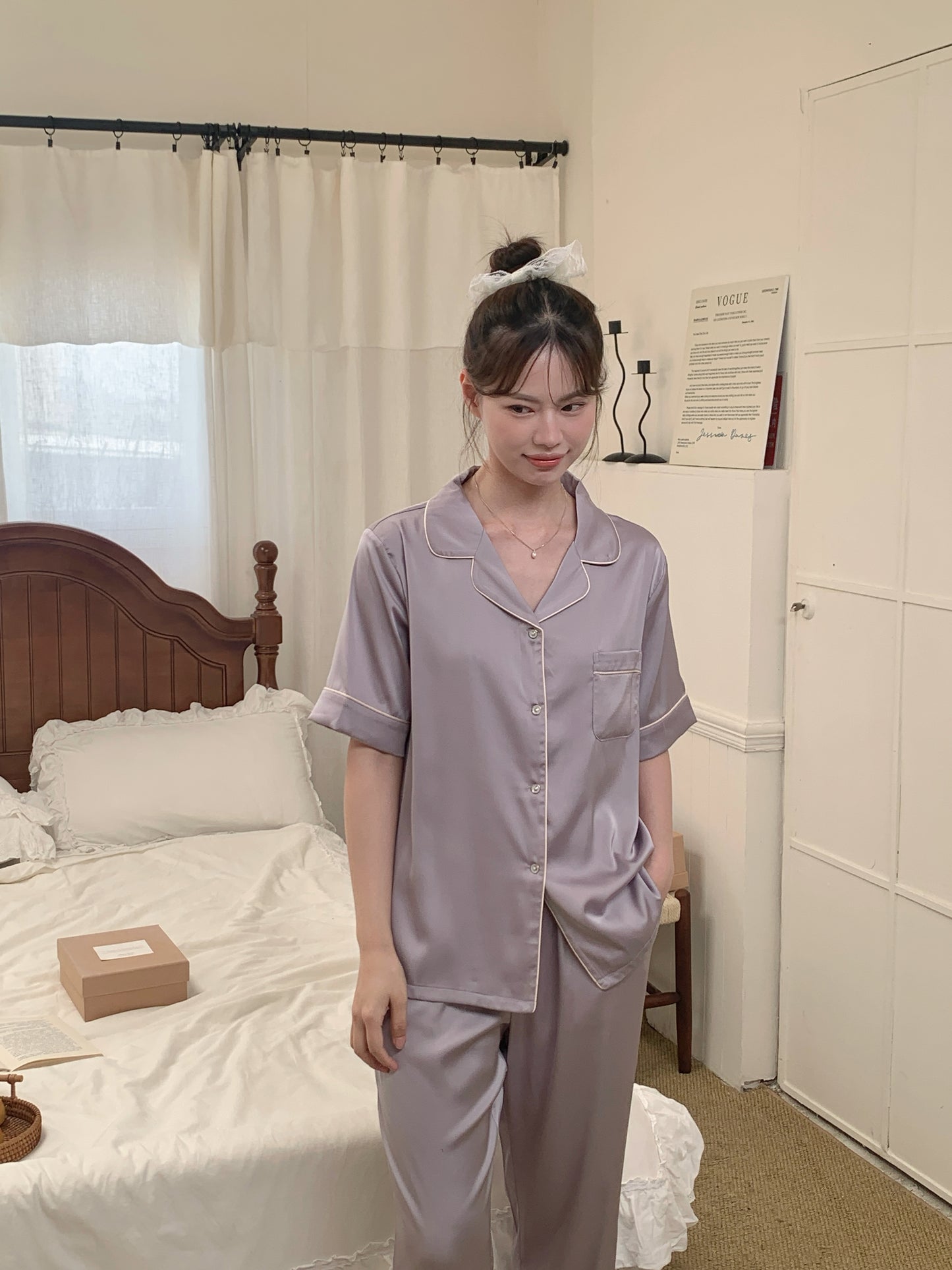 Jovin Collection : Short sleeve + long pants (Soft Purple)