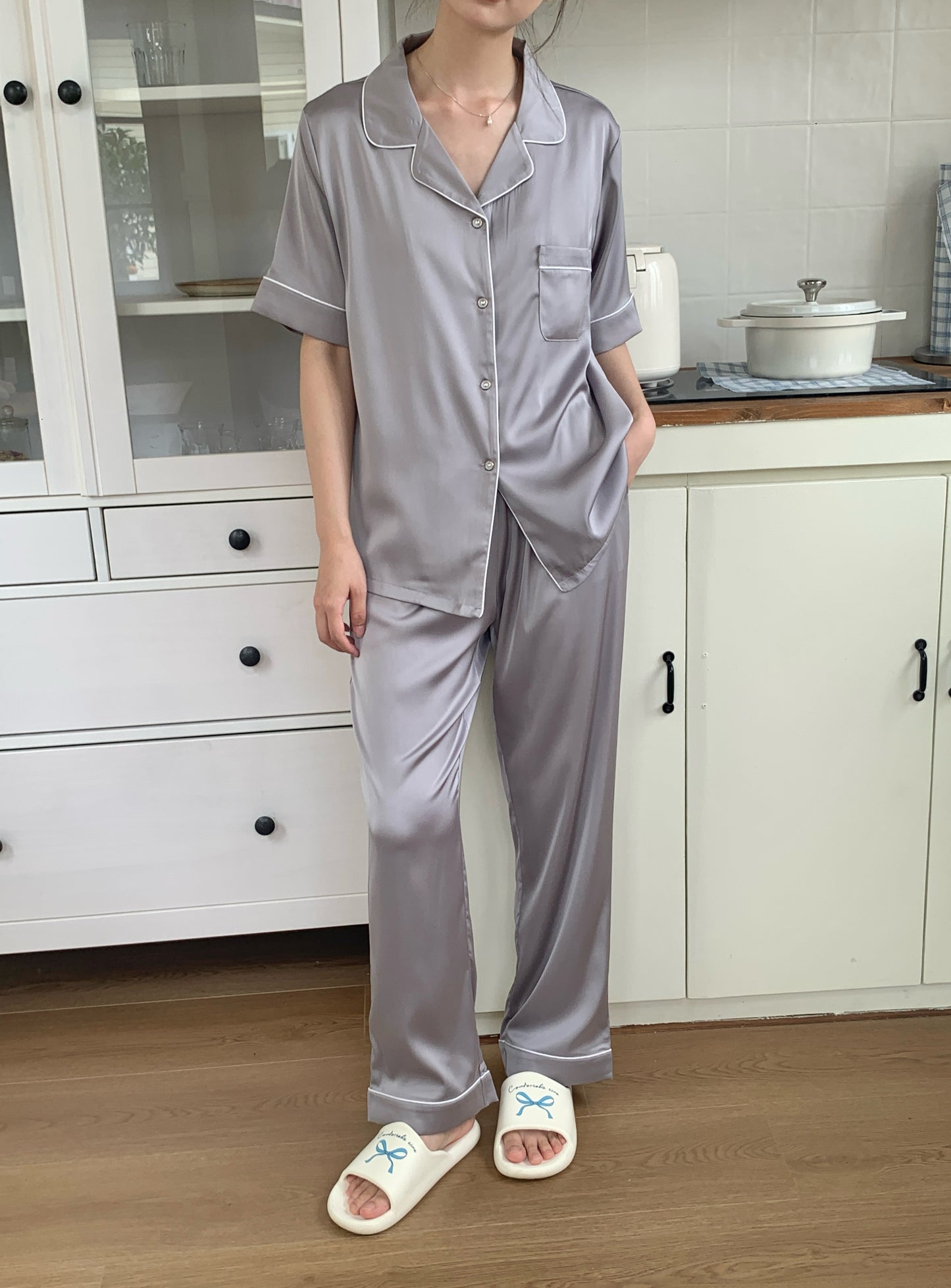 Jovin Collection : Short sleeve + long pants (Silver Grey)