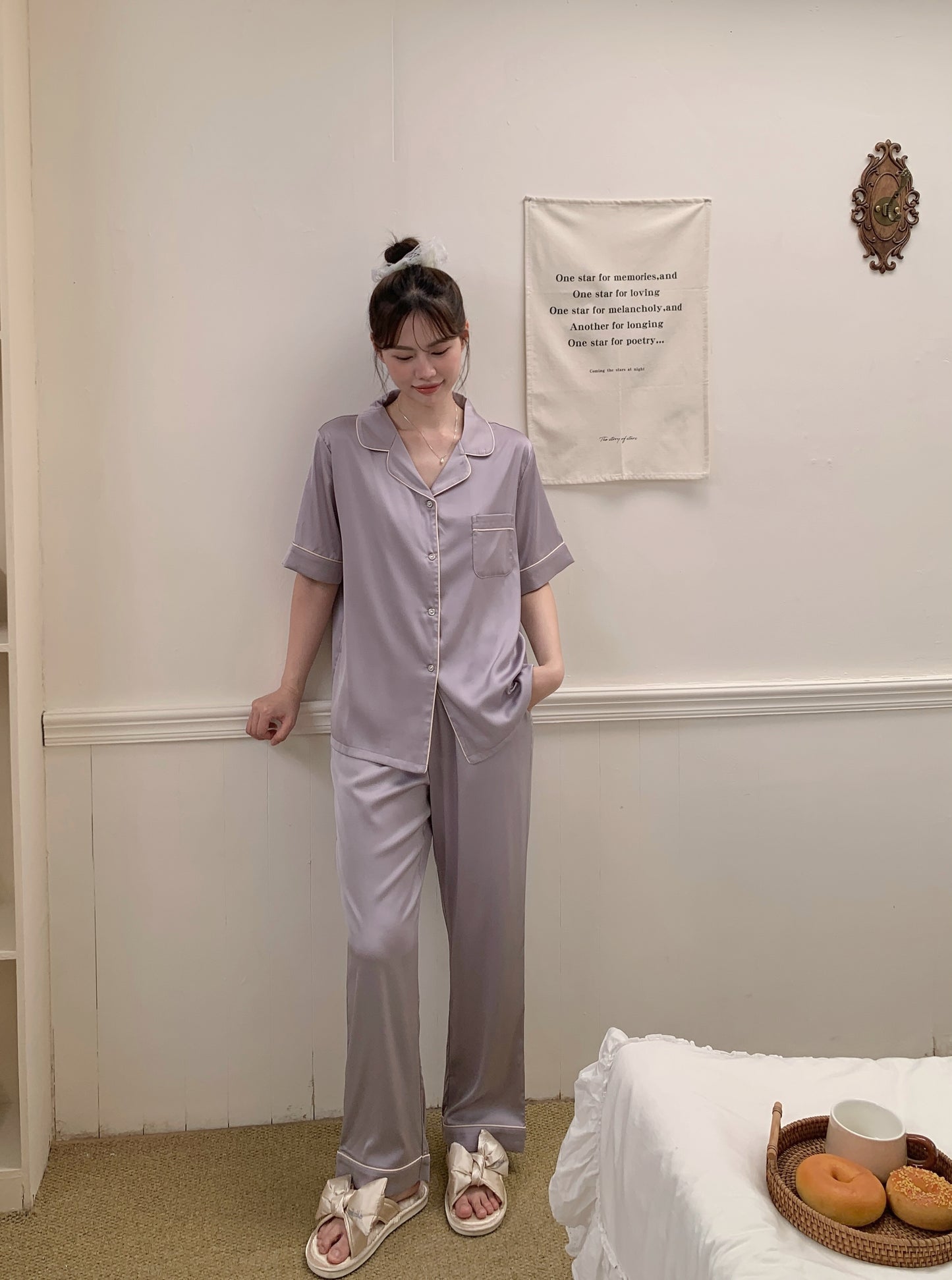 Jovin Collection : Short sleeve + long pants (Soft Purple)