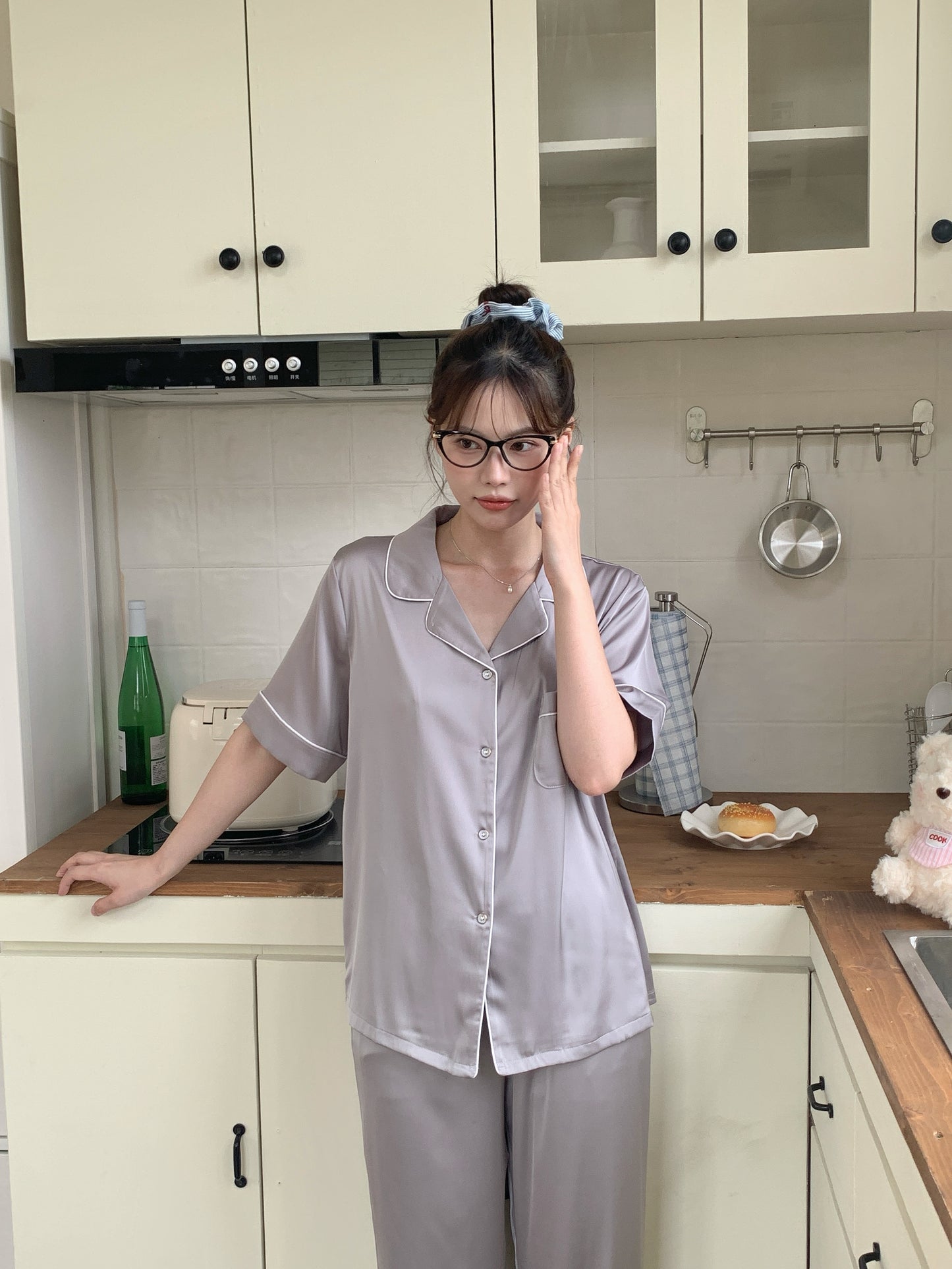 Jovin Collection : Short sleeve + long pants (Silver Grey)