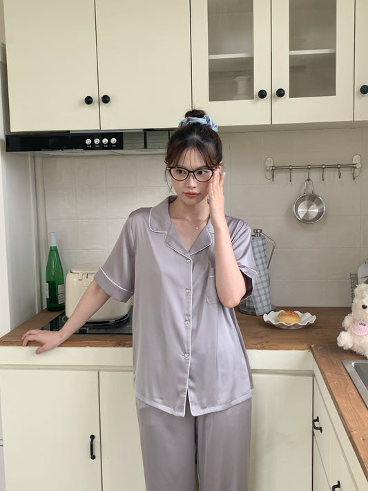 Jovin Collection : Short sleeve + long pants (Silver Grey)