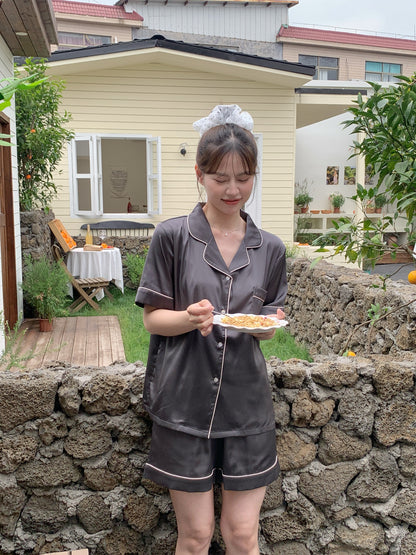 Abby Collection : Short Sleeve with Short Pants (Charcoal Grey)