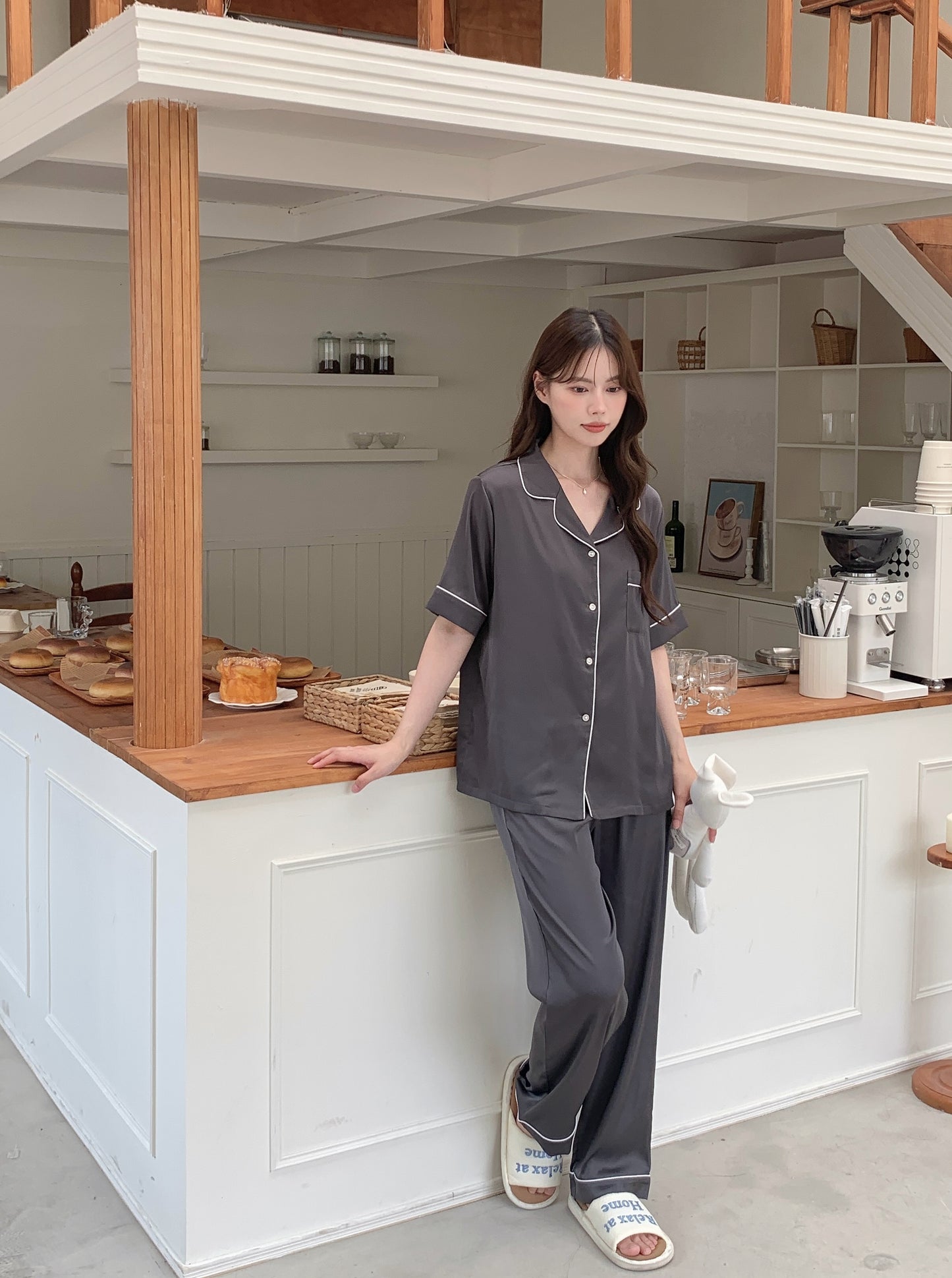 Jovin Collection : Short sleeve + long pants (Charcoal Grey)