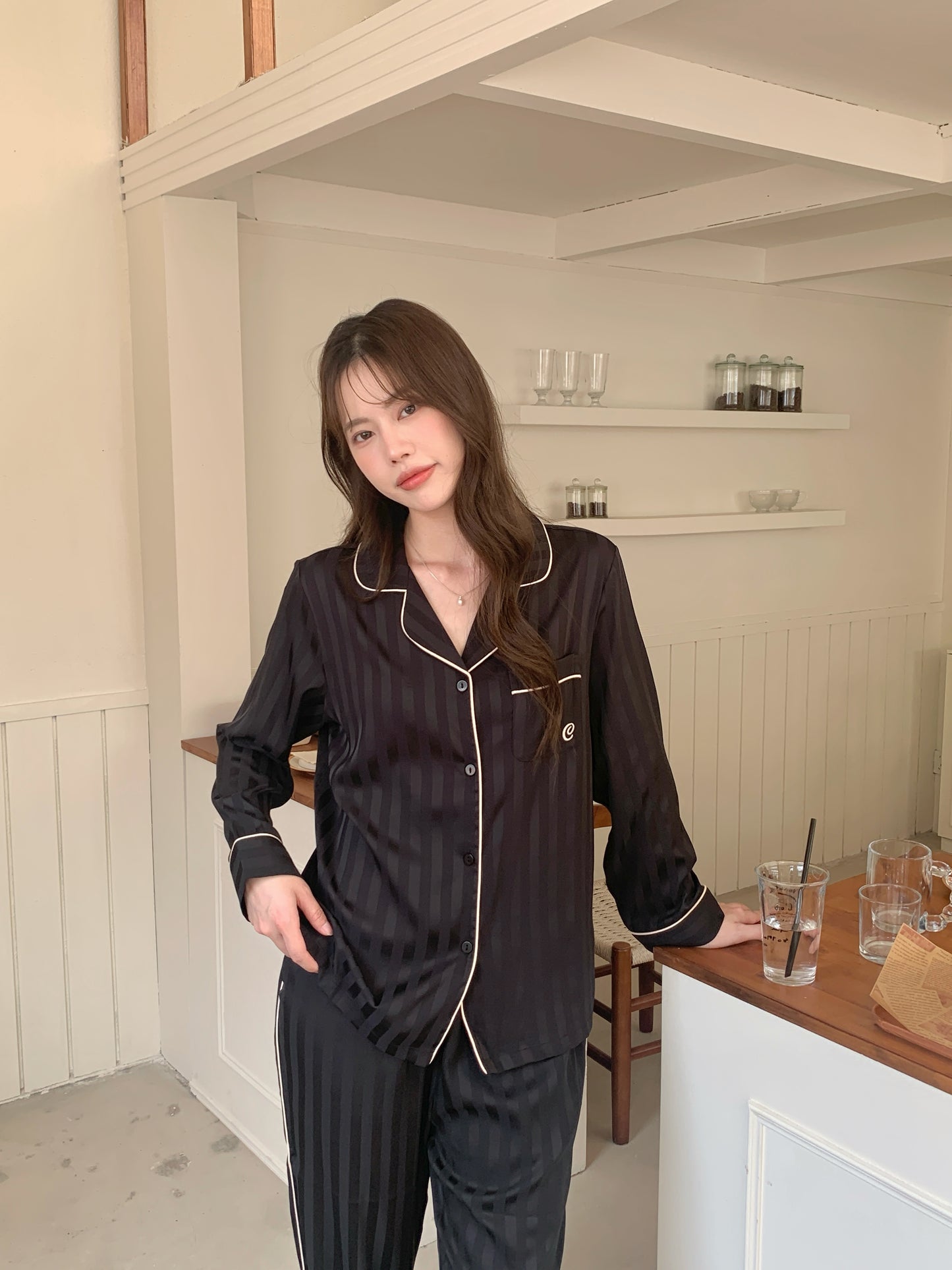 Chillday Collection : Long Sleeve with Long Pants (Black)