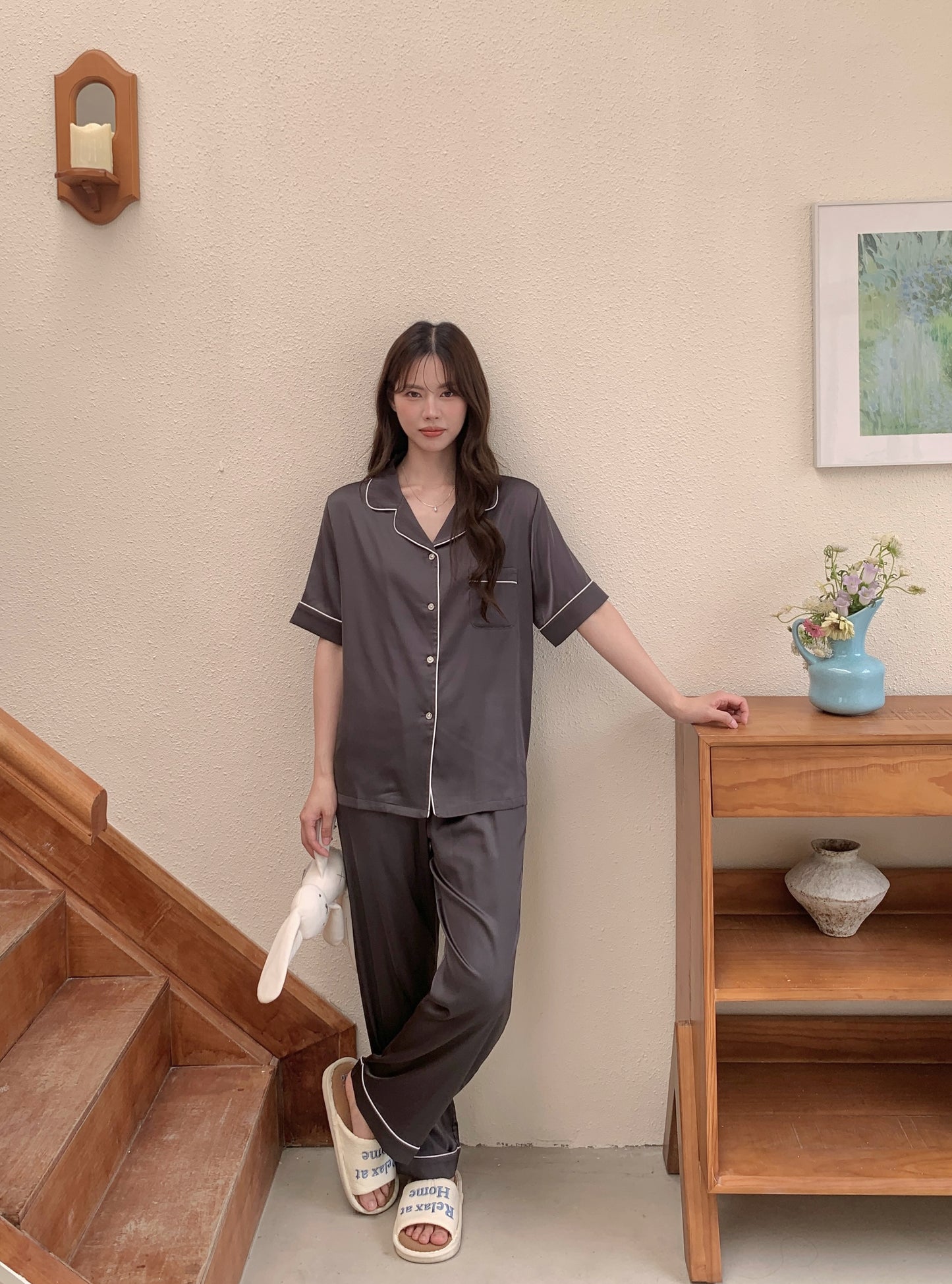 Jovin Collection : Short sleeve + long pants (Charcoal Grey)