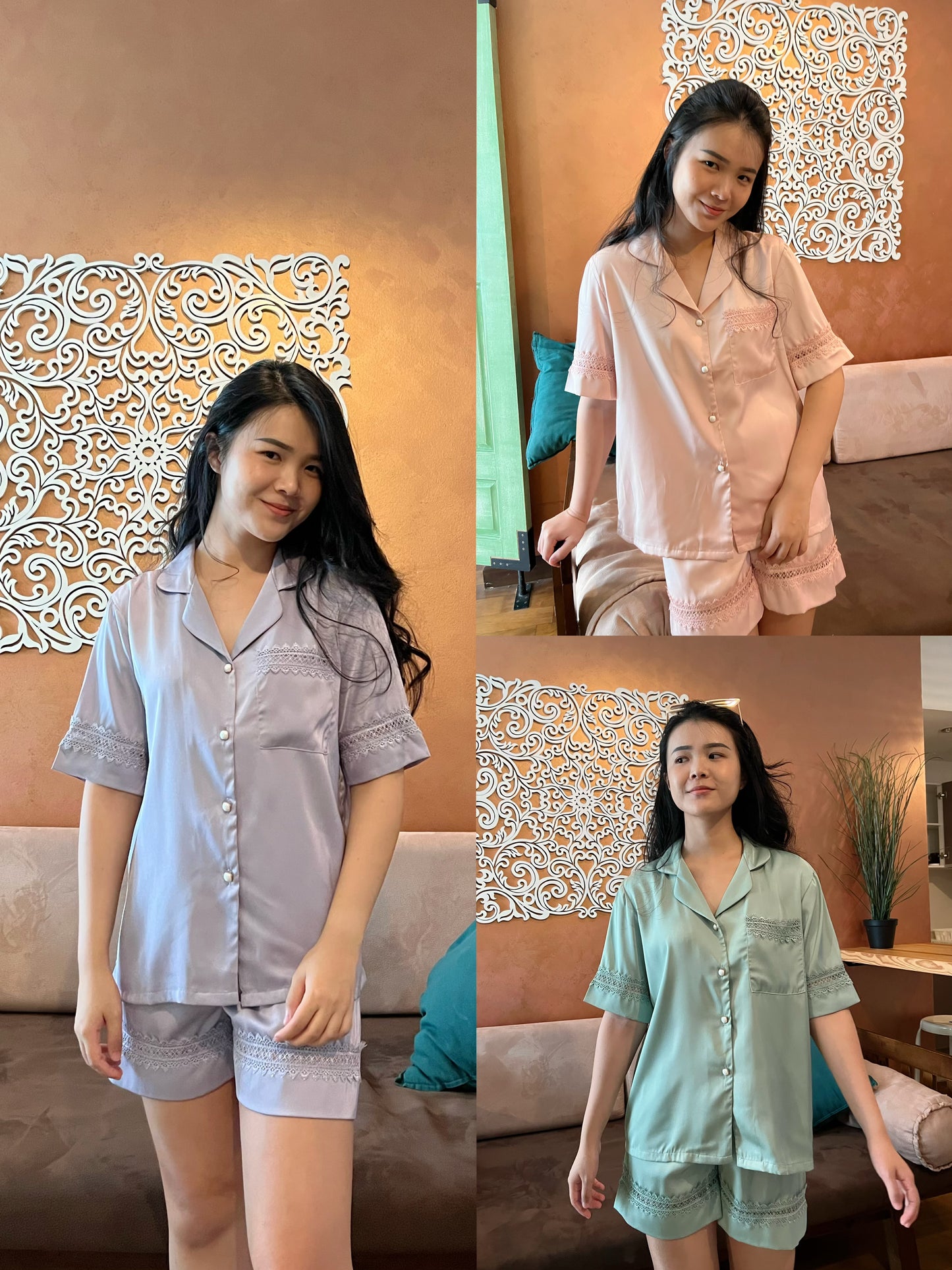 Della Collection : Short sleeve + short pants (Light Pink)