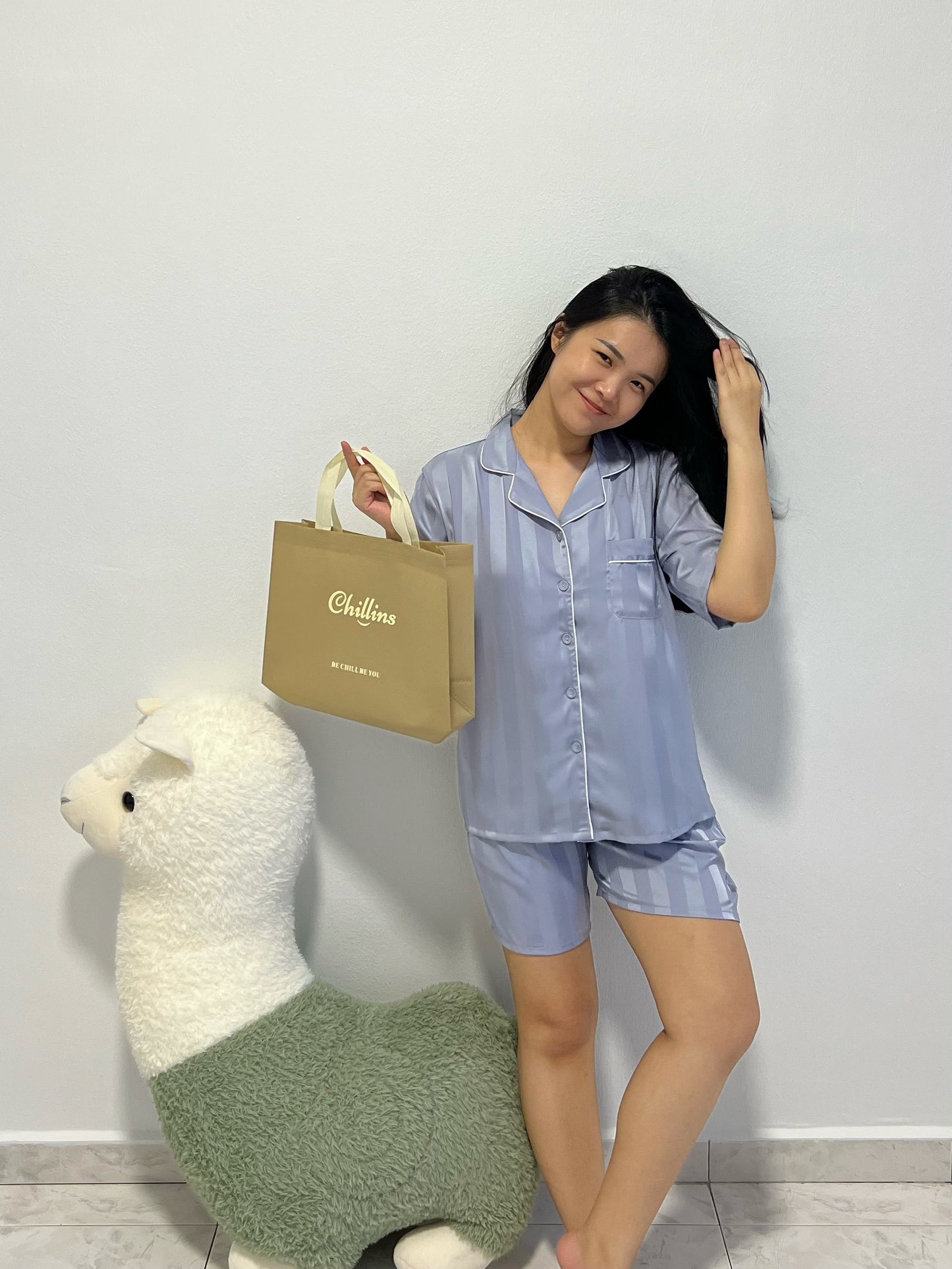 Keira Collection : Short sleeve + short pants (Ash Blue)