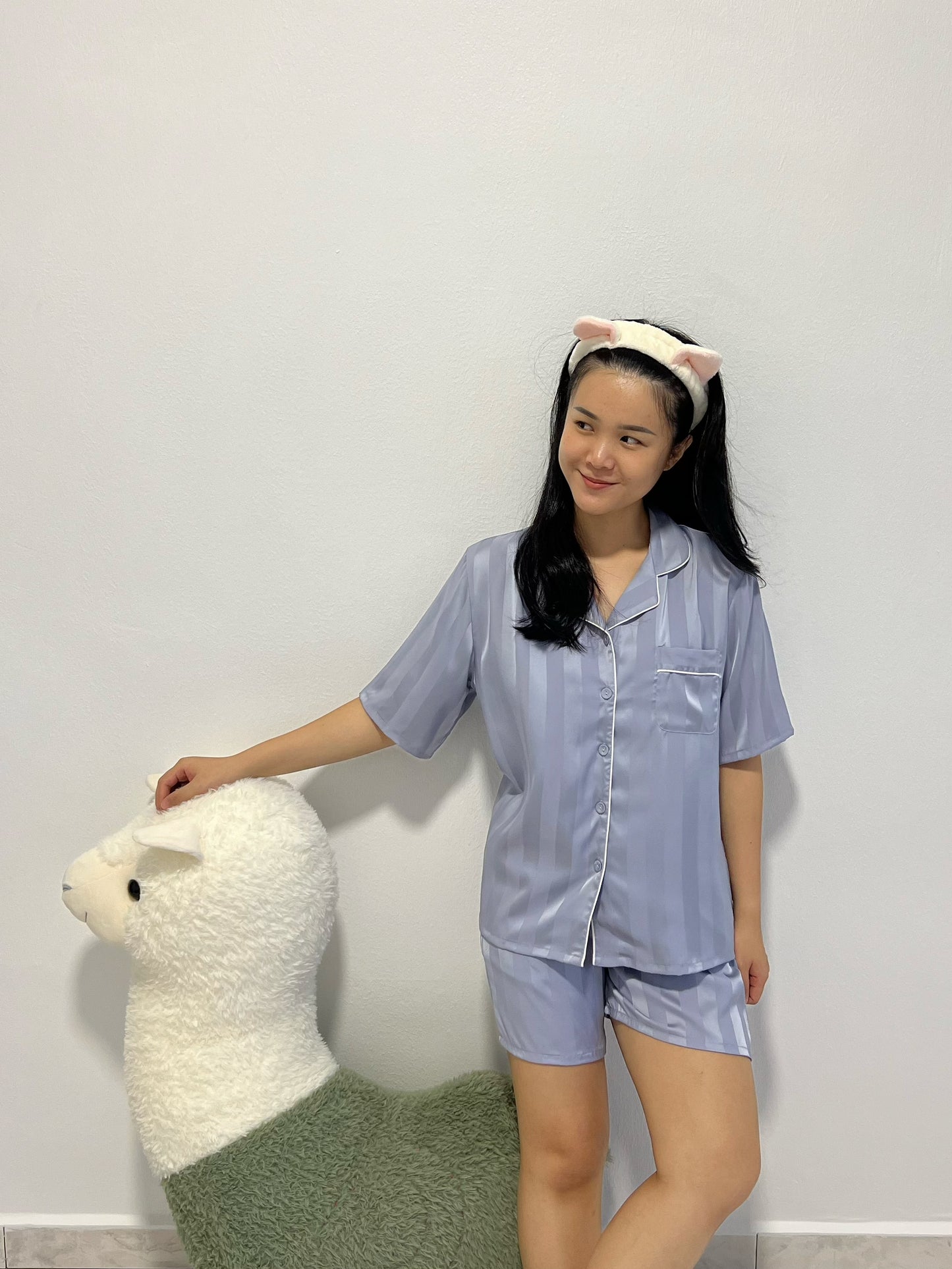 Keira Collection : Short sleeve + short pants (Ash Blue)