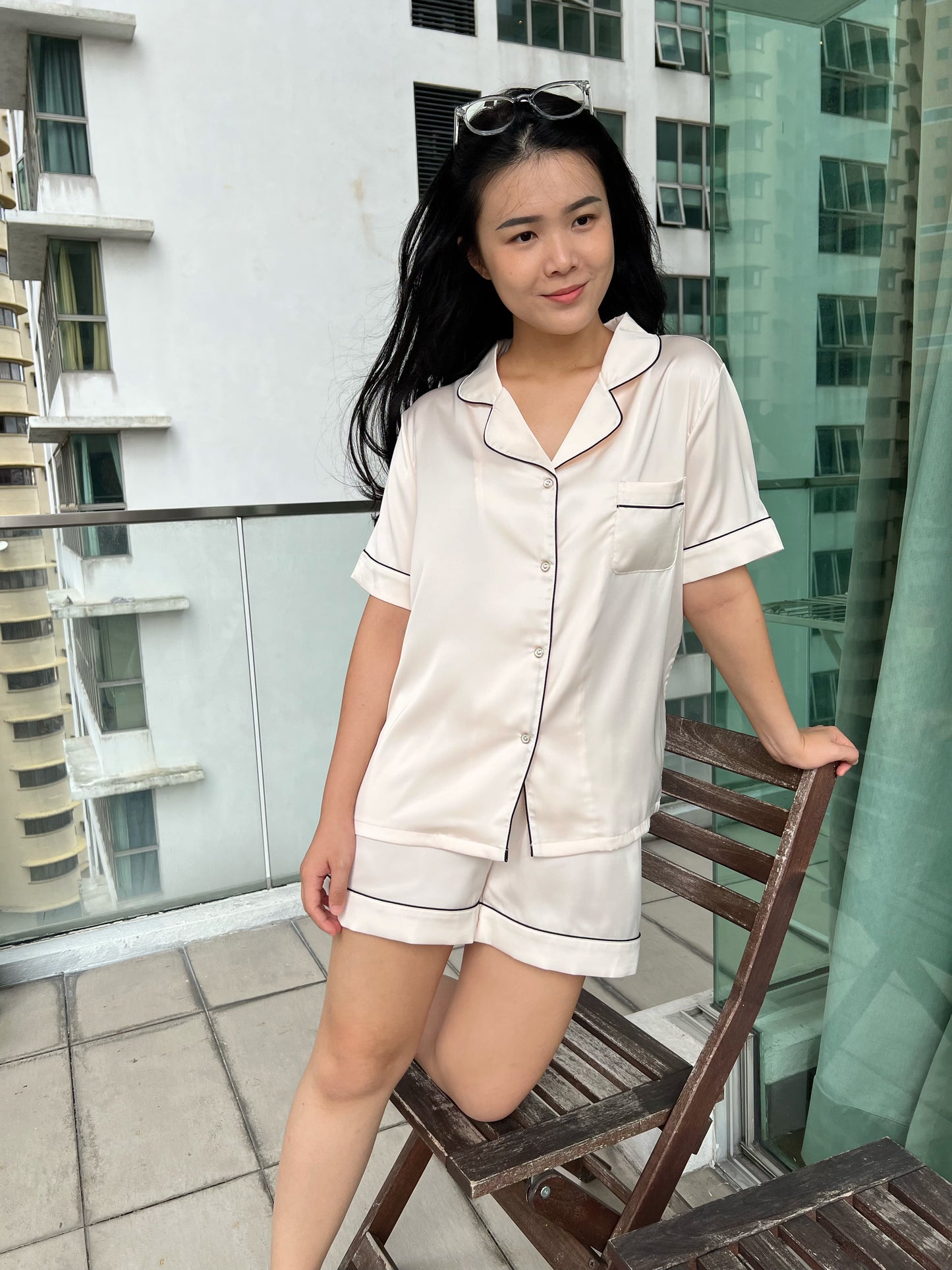 Abby Collection : Short sleeve + short pants (Cream)