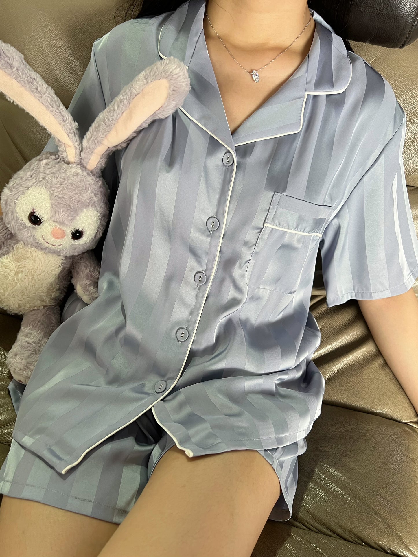 Keira Collection : Short sleeve + short pants (Ash Blue)
