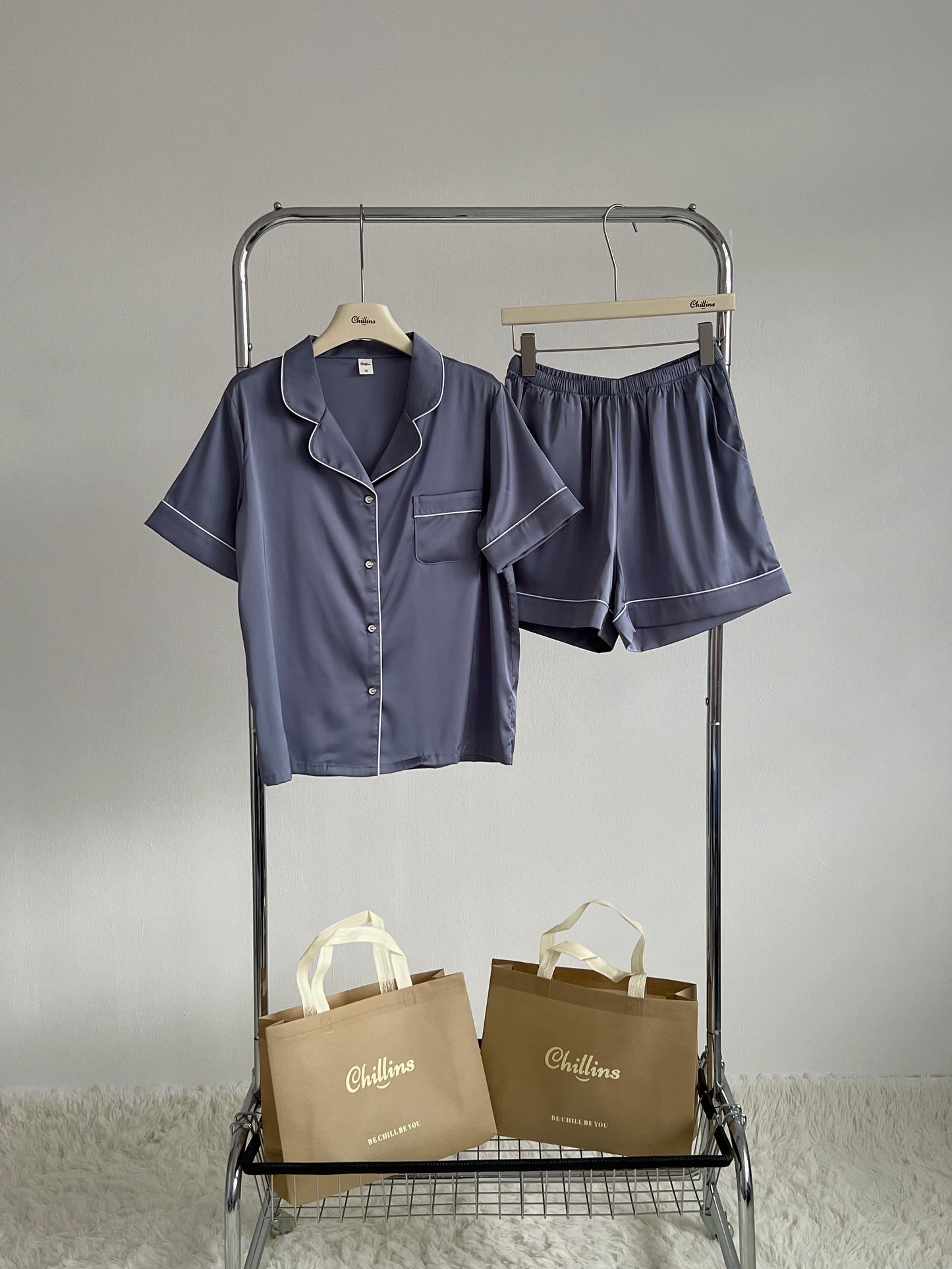 Abby Collection : Short sleeve + short pants (Grey Blue)