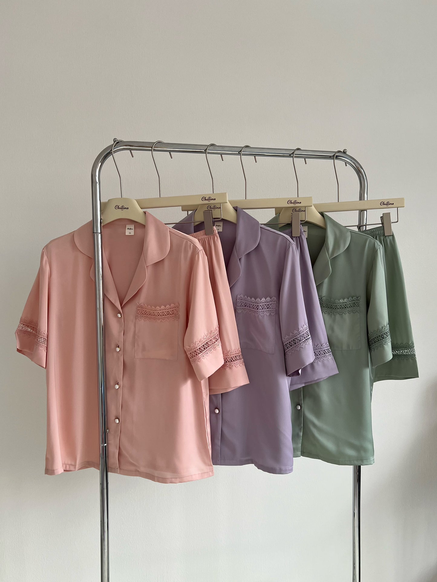 Della Collection : Short sleeve + short pants (Light Bean Green)