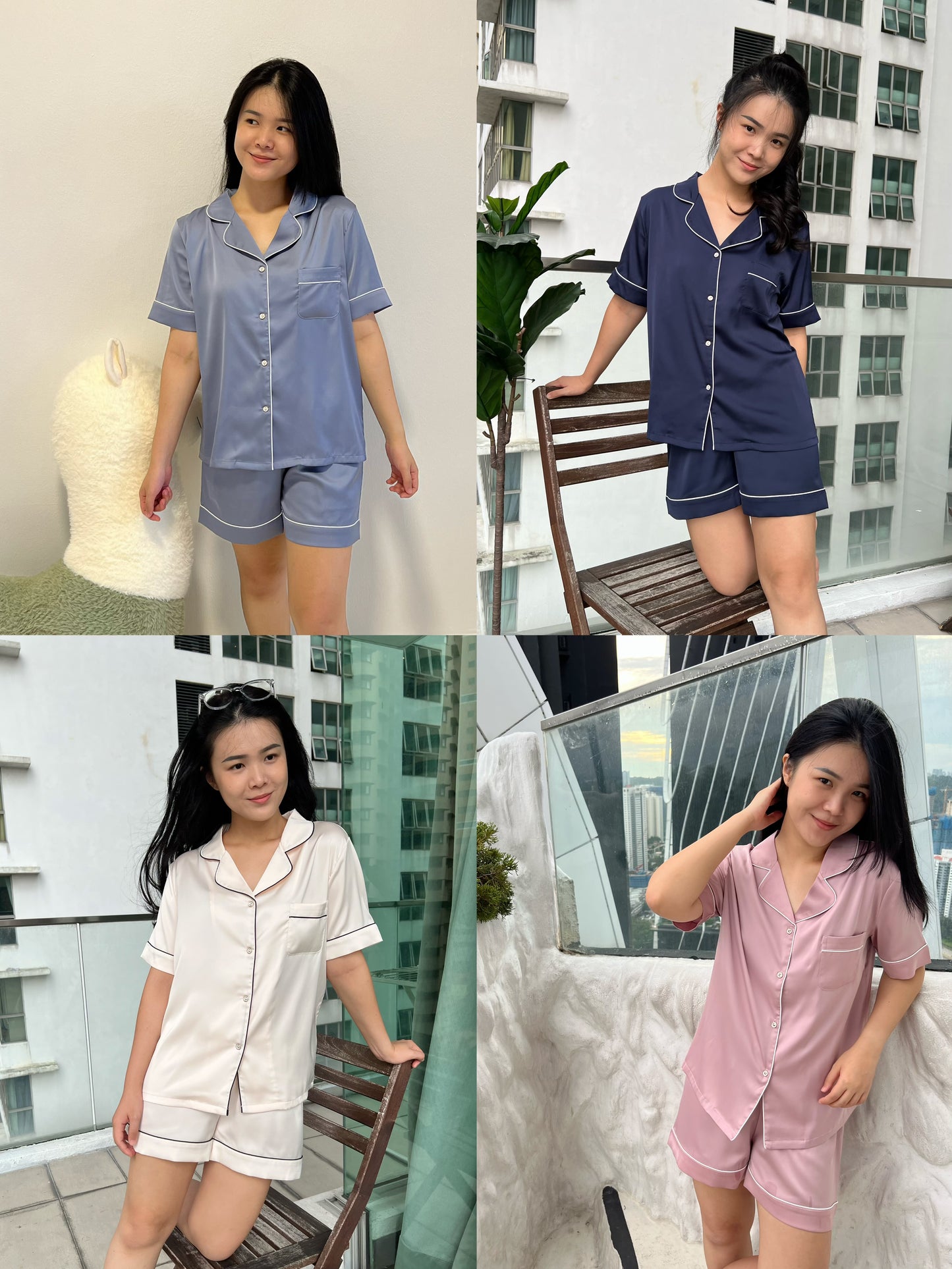 Abby Collection : Short sleeve + short pants (Cream)