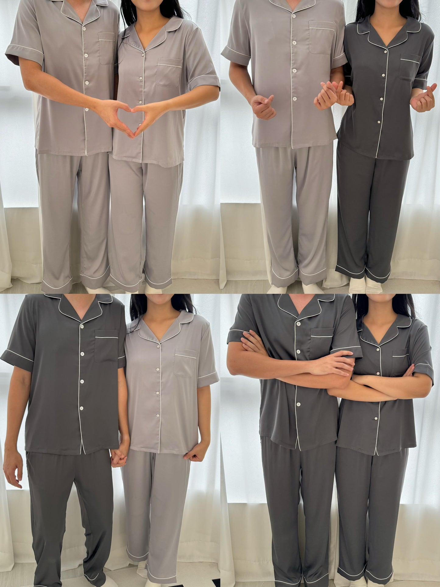 Jovin Collection : Short sleeve + long pants (Silver Grey)