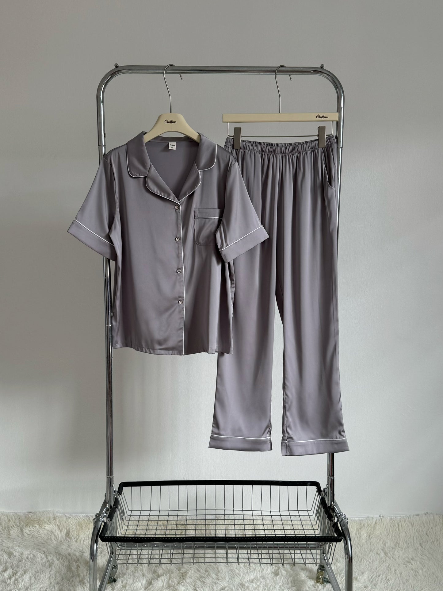Jovin Collection : Short sleeve + long pants (Silver Grey)