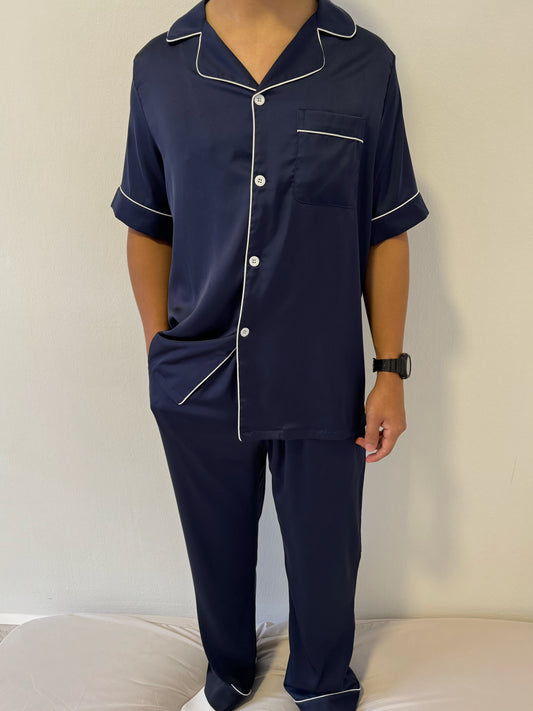 Gavin Collection : Short sleeve + long pants (Navy Blue) *LIMITED*