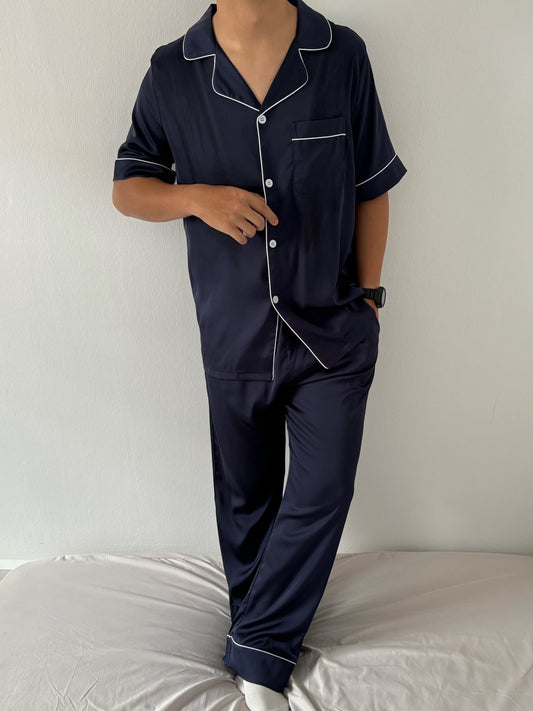 Gavin Collection : Short sleeve + long pants (Navy Blue) *LIMITED*
