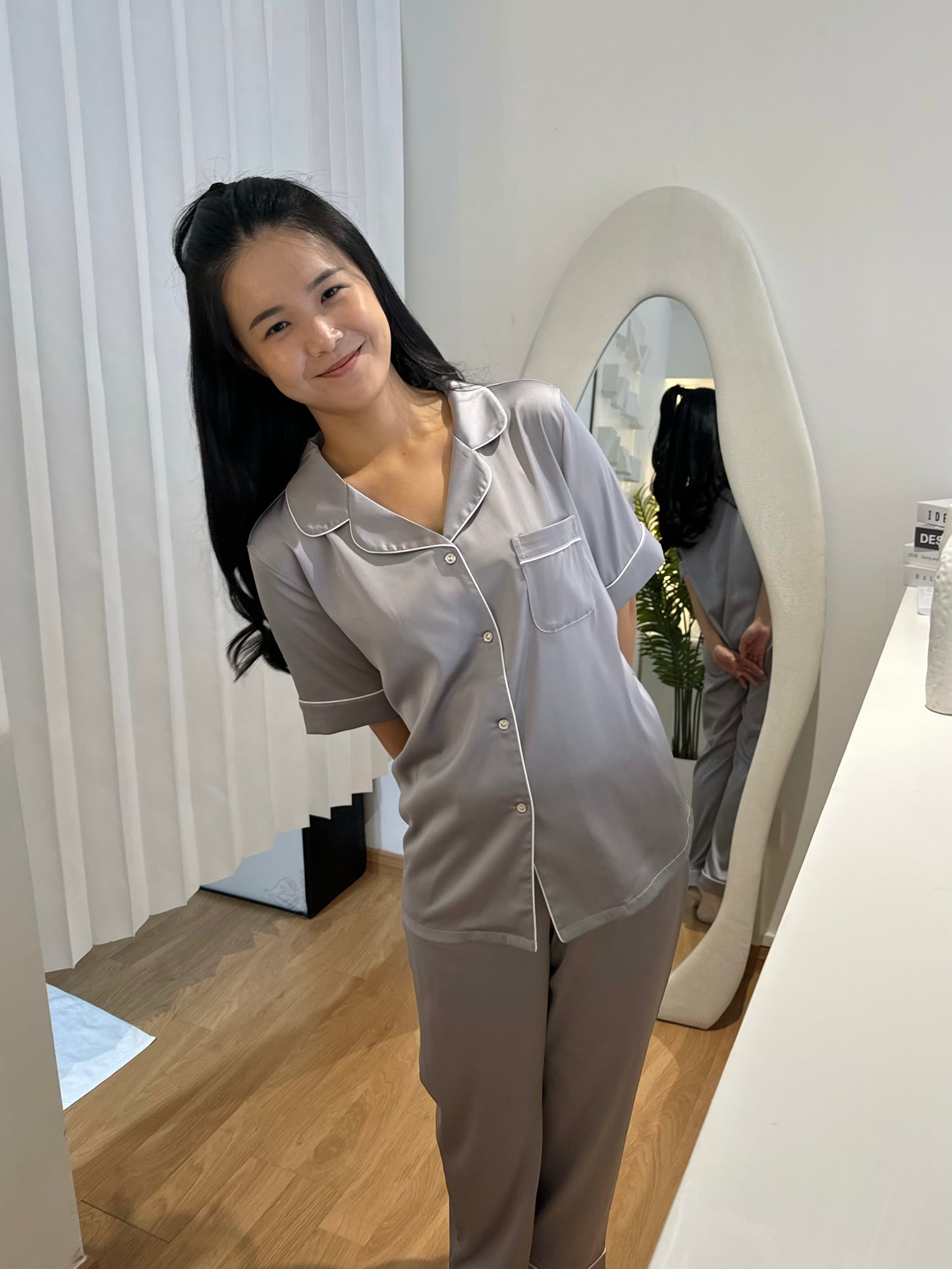 Jovin Collection : Short sleeve + long pants (Silver Grey)