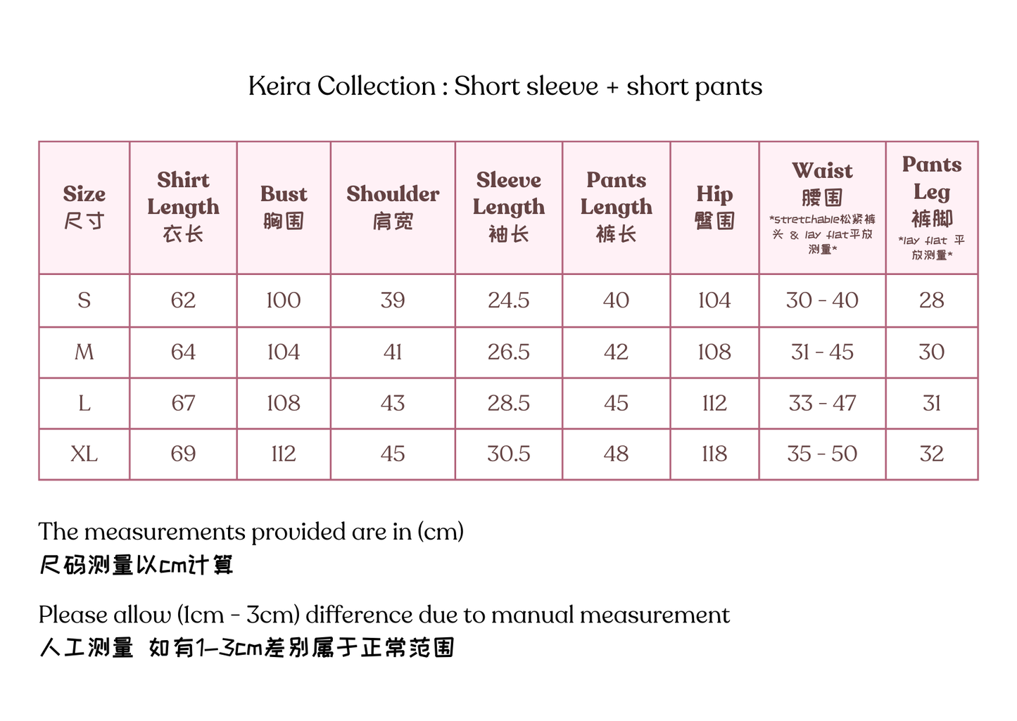 Keira Collection : Short sleeve + short pants (Ash Blue)
