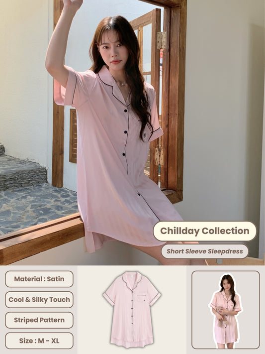 Chillday Collection : Sleep Dress Short Sleeve (Pink)