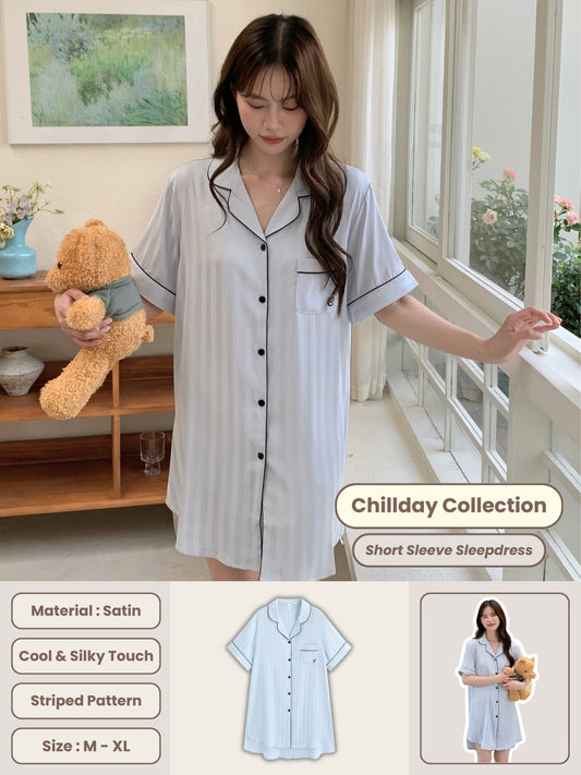 Chillday Collection : Sleep Dress Short Sleeve (Baby Blue)