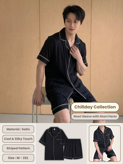 Chillday Collection [Men] : Short Sleeve with Short Pants (Black)