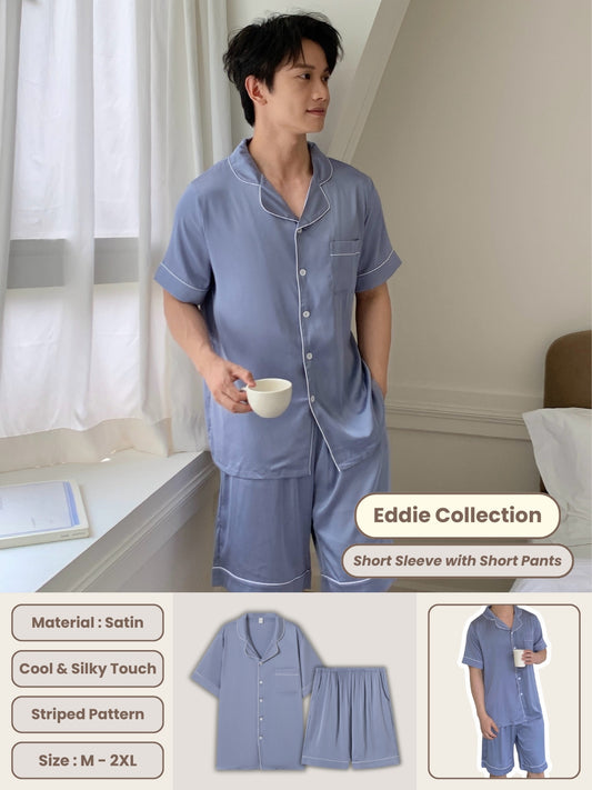 Eddie Collection : Short Sleeve with Short Pants (Grey Blue)
