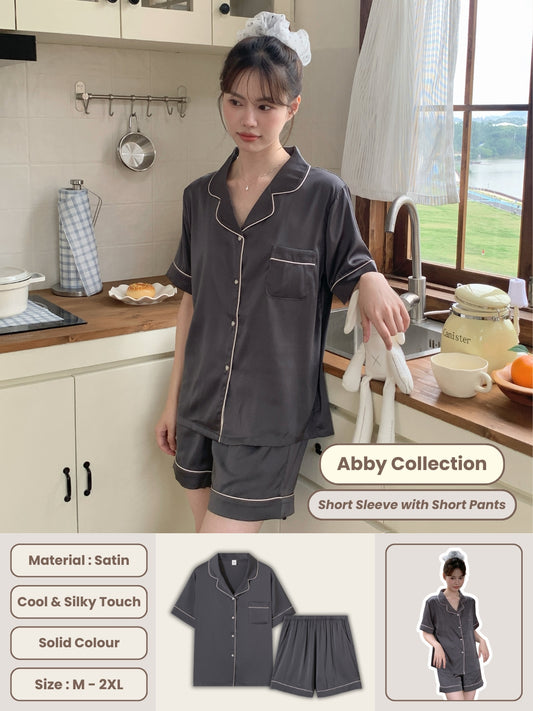 Abby Collection : Short Sleeve with Short Pants (Charcoal Grey)