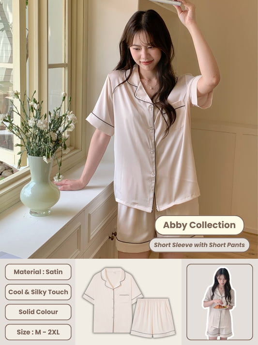 Abby Collection : Short Sleeve with Short Pants (Cream)
