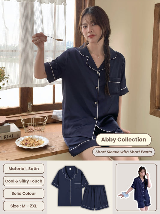 Abby Collection : Short Sleeve with Short Pants (Navy Blue)
