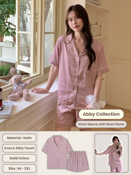 Abby Collection : Short Sleeve with Short Pants (Dust Pink)