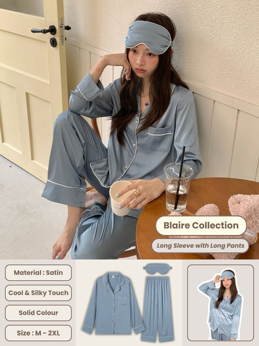 Blaire Collection : Long Sleeve with Long Pants (Ocean Blue)