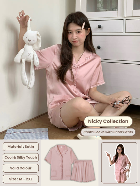 Nicky Collection : Short Sleeve with Short Pants (Rose Pink)