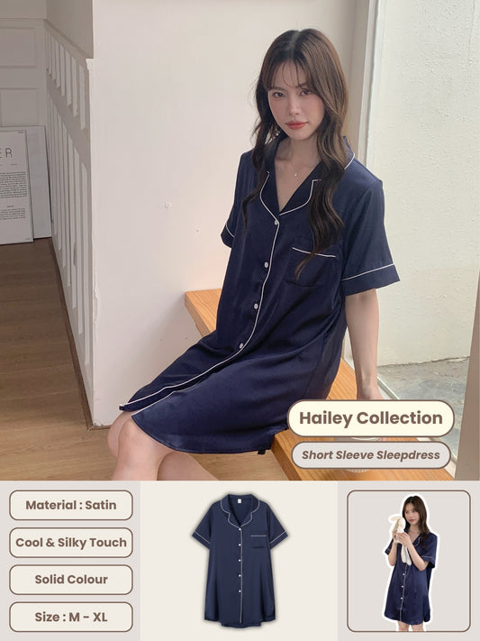 Hailey Collection : Sleep Dress Short Sleeve (Navy Blue)