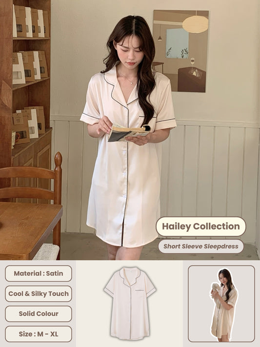 Hailey Collection : Sleep Dress Short Sleeve (Cream)